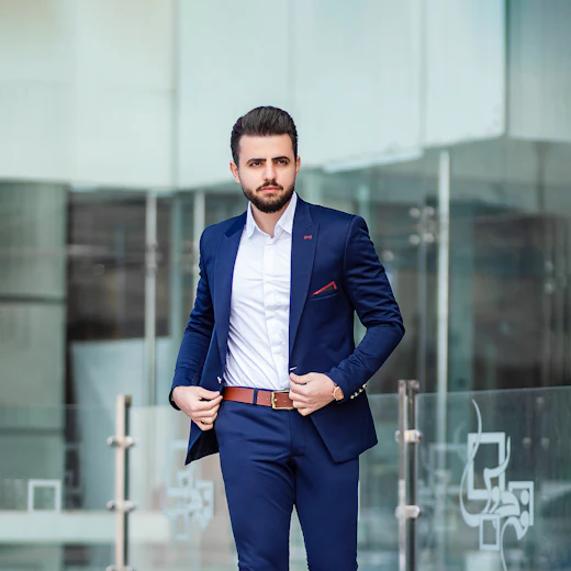 Man in a navy blue suit